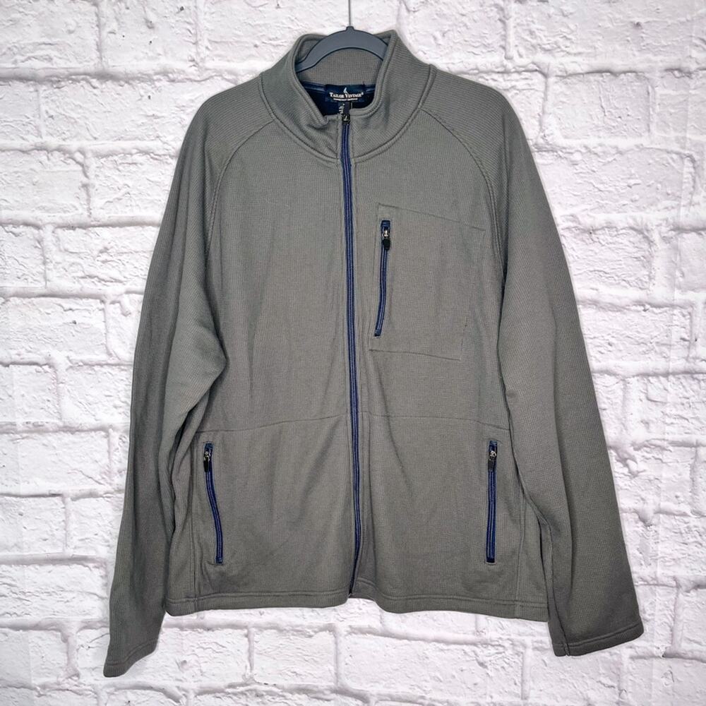 Tailor vintage men’s grey full zip thermal knit fleece coat new with tag size XL